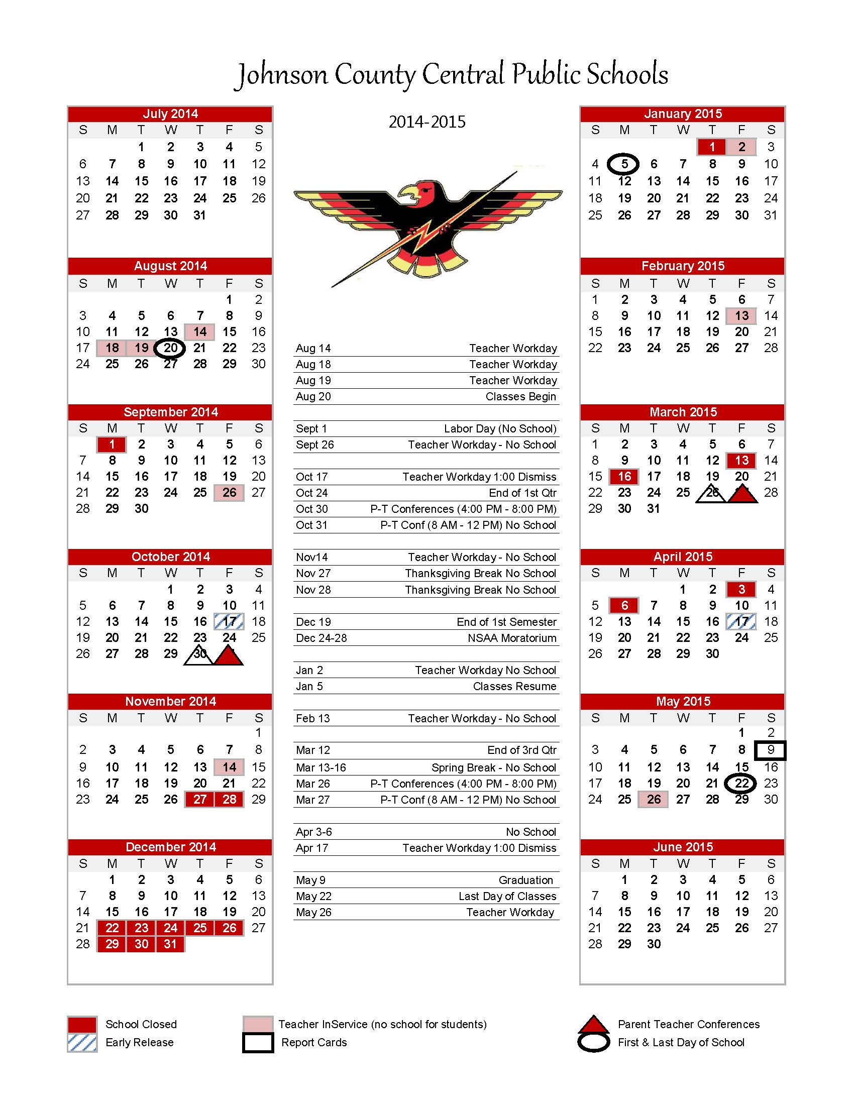Johnson County Central Classes begin August 20th
